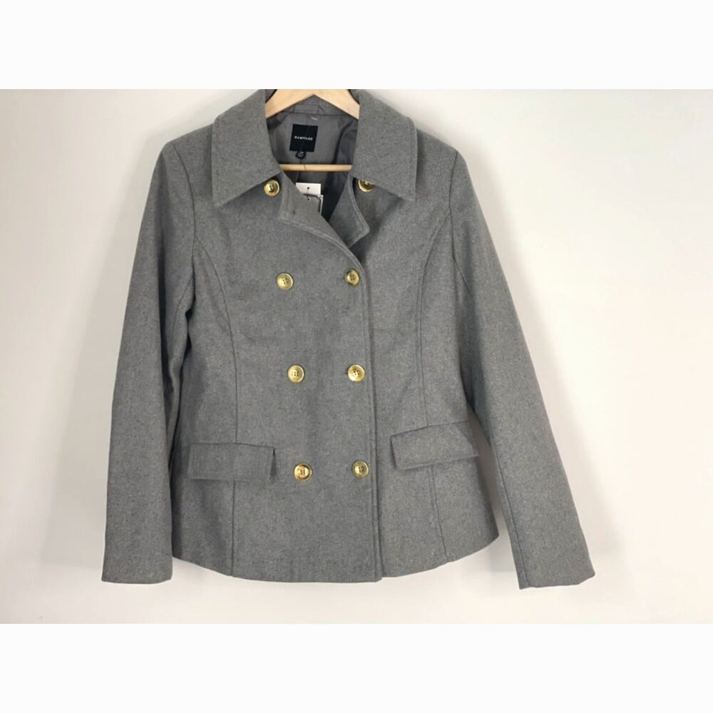 Rampage Women's Classic Gray Pea Coat Size Small-Medium New Career Preppy k35